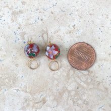 Load image into Gallery viewer, 14KT Yellow Gold Red Cloisonne Ball Earring Charms, 14KT Yellow Gold Red Cloisonne Ball Earring Charms - Legacy Saint Jewelry