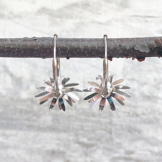 Sterling Silver Polished Flower Hoop Earrings, Sterling Silver Polished Flower Hoop Earrings - Legacy Saint Jewelry