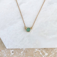 Load image into Gallery viewer, 14KT Rose Gold Half Bezel Set Round Emerald Necklace - Legacy Saint Jewelry