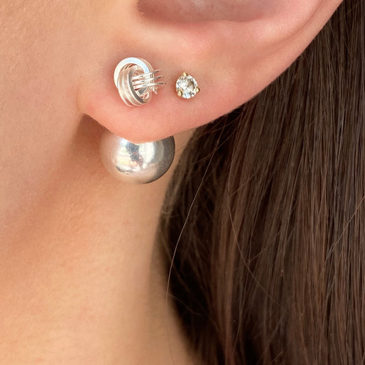 Sterling Silver Polished Love Knot Ball Double-Ended Post Earrings