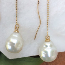 Load image into Gallery viewer, 14KT Yellow Gold Paspaley Pearl Threader Ball Chain Earrings, 14KT Yellow Gold Paspaley Pearl Threader Ball Chain Earrings - Legacy Saint Jewelry