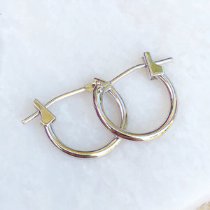 14KT White Gold Snap Mini Hoop Earrings 11mm, 14KT White Gold Snap Mini Hoop Earrings 11mm - Legacy Saint Jewelry