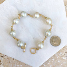 Load image into Gallery viewer, 14KT Yellow Gold + Paspaley South Sea Pearl Spacers Bracelet 8&quot;, 14KT Yellow Gold + Paspaley South Sea Pearl Spacers Bracelet 8&quot; - Legacy Saint Jewelry