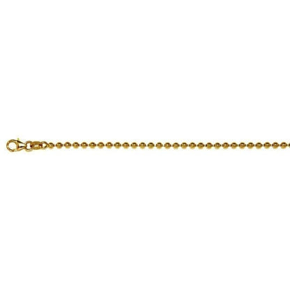 14KT Yellow Gold 2.5mm Beaded Ball Link Chain Necklace