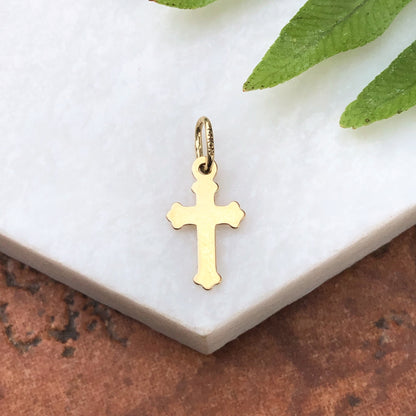 14KT Yellow Gold Plain Tiny Cross Pendant Charm, 14KT Yellow Gold Plain Tiny Cross Pendant Charm - Legacy Saint Jewelry