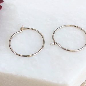 OOO 14KT White Gold Thin Hoop Earrings 11mm, OOO 14KT White Gold Thin Hoop Earrings 11mm - Legacy Saint Jewelry