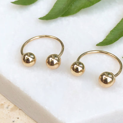14KT Yellow Gold Shiny Ball Half Hoop Earrings, 14KT Yellow Gold Shiny Ball Half Hoop Earrings - Legacy Saint Jewelry