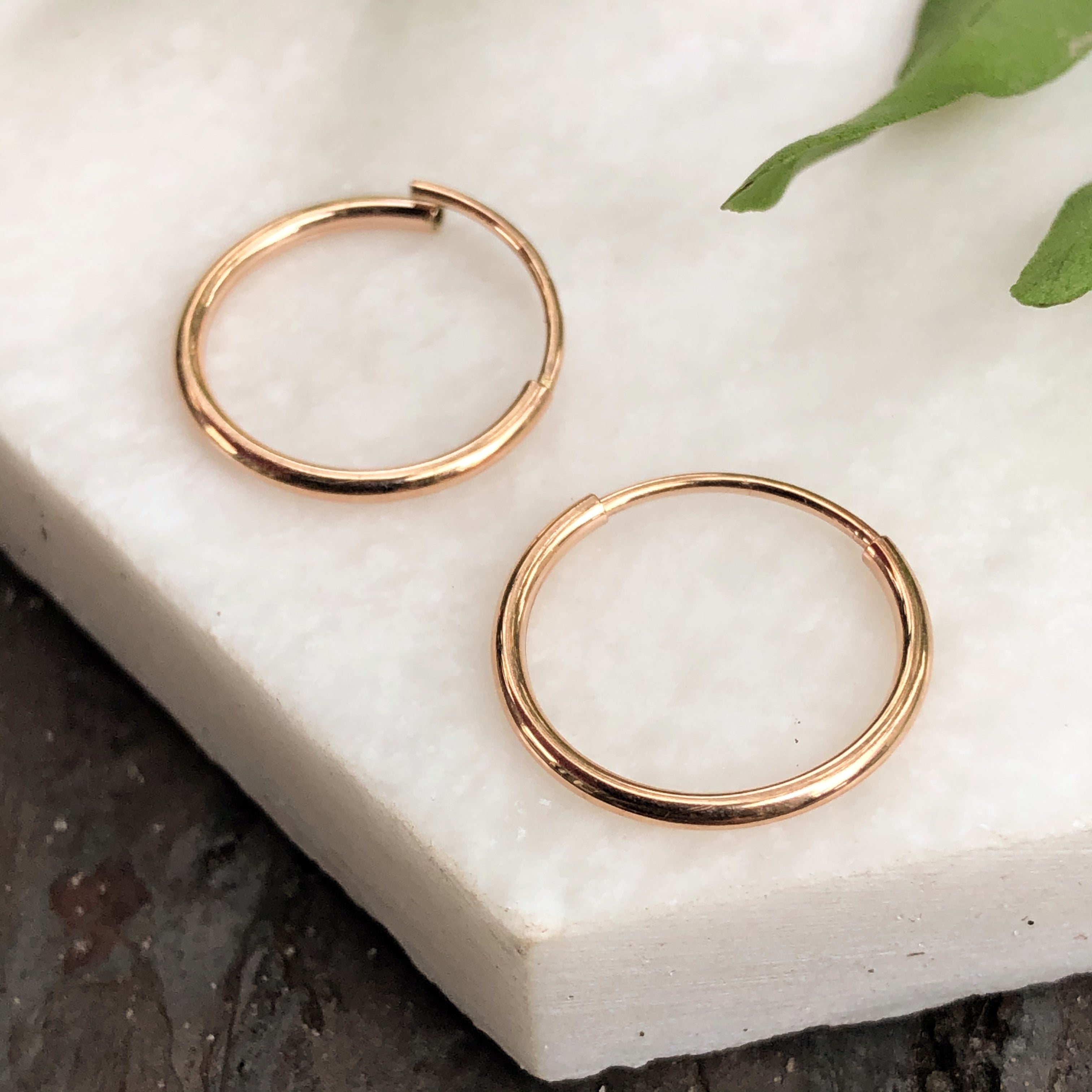 Rose gold deals endless hoop earrings