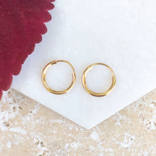 Load image into Gallery viewer, 14KT Yellow Gold Mini Hoop Earrings 10mm, 14KT Yellow Gold Mini Hoop Earrings 10mm - Legacy Saint Jewelry