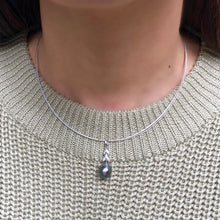 Load image into Gallery viewer, 14KT White Gold Gray Tahitian Pearl + Diamond Teardrop Pendant, 14KT White Gold Gray Tahitian Pearl + Diamond Teardrop Pendant - Legacy Saint Jewelry