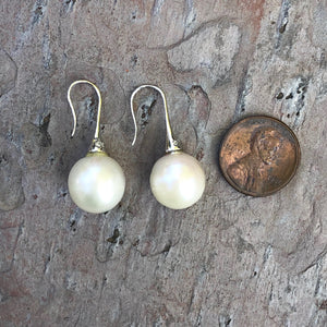 14KT White Gold Pave Diamond + Paspaley Pearl Drop Earrings, 14KT White Gold Pave Diamond + Paspaley Pearl Drop Earrings - Legacy Saint Jewelry