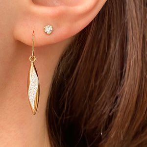 14KT Yellow Gold + White Gold Swarovski Crystal Teardrop Earrings