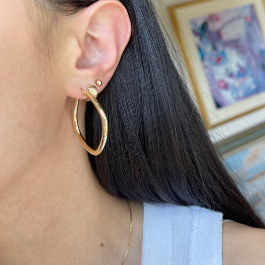 10KT Yellow Gold Squared Tube Hoop Earrings 42mm