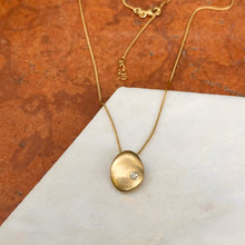 Load image into Gallery viewer, 14KT Yellow Gold Matte Drop Circle Diamond Pendant Necklace