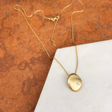 Load image into Gallery viewer, 14KT Yellow Gold Matte Drop Circle Diamond Pendant Necklace