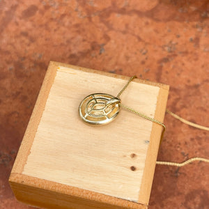 14KT Yellow Gold Matte Drop Circle Diamond Pendant Necklace