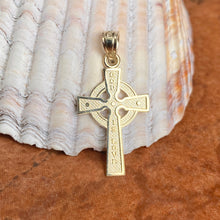 Load image into Gallery viewer, 10KT Yellow Gold Reversible &quot;God Loves&quot; Celtic Cross Pendant 25mm