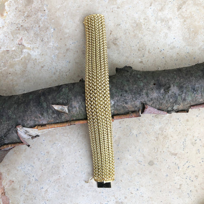 14KT Yellow Gold Mesh Soft Link Band Bracelet 22mm, 14KT Yellow Gold Mesh Soft Link Band Bracelet 22mm - Legacy Saint Jewelry