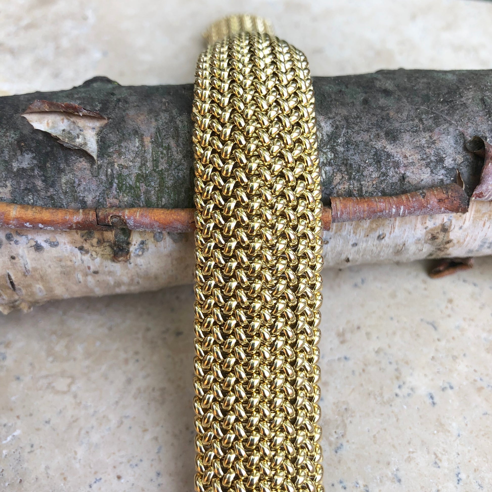 14KT Yellow Gold Mesh Soft Link Band Bracelet 22mm, 14KT Yellow Gold Mesh Soft Link Band Bracelet 22mm - Legacy Saint Jewelry