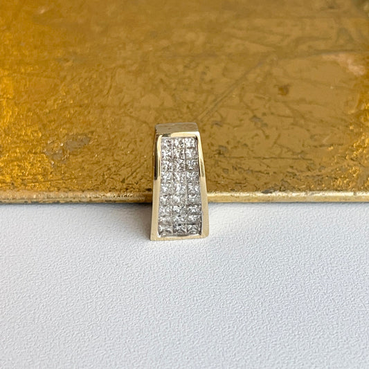 Estate 14KT Yellow Gold Invisible Set 1.25 CT Diamond Pendant Slide