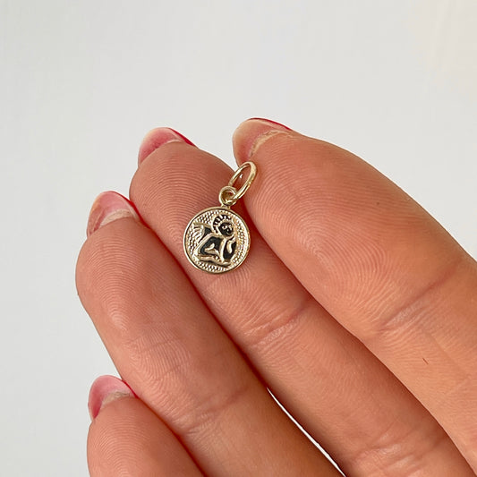10KT Yellow Gold Mini Angel Medal Pendant Charm