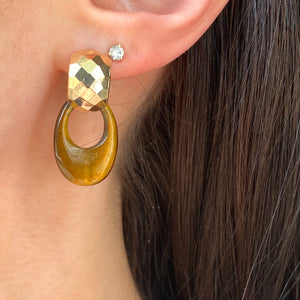 14KT Yellow Gold Hammered Hoop Lever Back Earrings