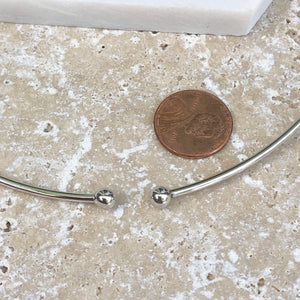 Sterling Silver Flexible Open Neck Collar Necklace Removable Ends 2mm, Sterling Silver Flexible Open Neck Collar Necklace Removable Ends 2mm - Legacy Saint Jewelry