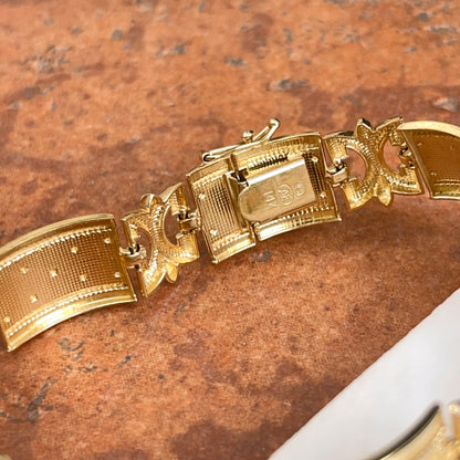Estate 14KT Yellow Gold Rectangle Byzantine Textured Link Bracelet