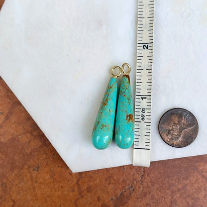 14KT Yellow Gold Teardrop Arizona Turquoise Earring Charms