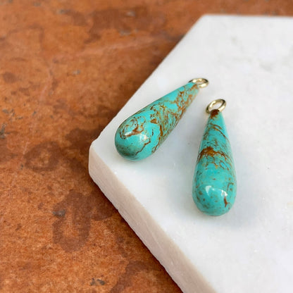 14KT Yellow Gold Teardrop Arizona Turquoise Earring Charms