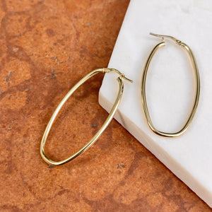 14KT Yellow Gold Squared Oval Tube Hoop Earrings 48mm