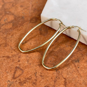 14KT Yellow Gold Squared Oval Tube Hoop Earrings 48mm
