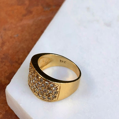 Estate 18KT Yellow Gold 1.40 CT Pave Diamond Cigar Band Ring