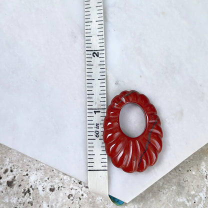Estate Fluted Oblong Red Jasper Oval Donut Earring Charms