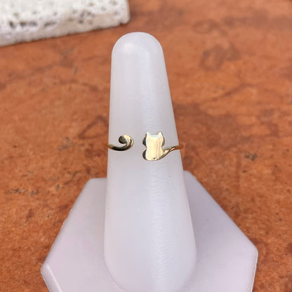 14KT Yellow Gold Sitting Cat Open Adjustable Ring