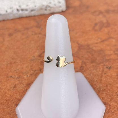 14KT Yellow Gold Sitting Cat Open Adjustable Ring