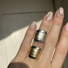 Load image into Gallery viewer, 14KT White Gold Wide Artistic Polished + Matte Cigar Band Ring - LSJ