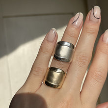 Load image into Gallery viewer, 14KT Yellow Gold Wide Artistic Shiny + Matte Cigar Band Ring - LSJ