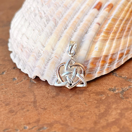 Sterling Silver Celtic Trinity Knot + Rose Tone Heart Pendant Charm