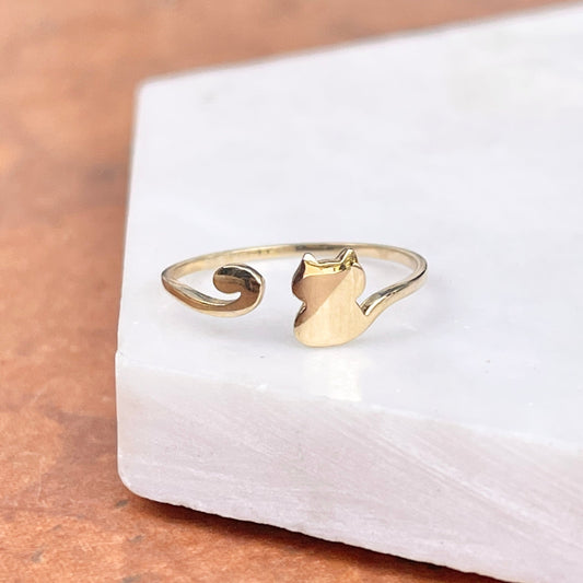 14KT Yellow Gold Sitting Cat Open Adjustable Ring