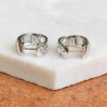 Load image into Gallery viewer, Sterling Silver .05 CT Diamond Cross Huggie Hoop Earrings