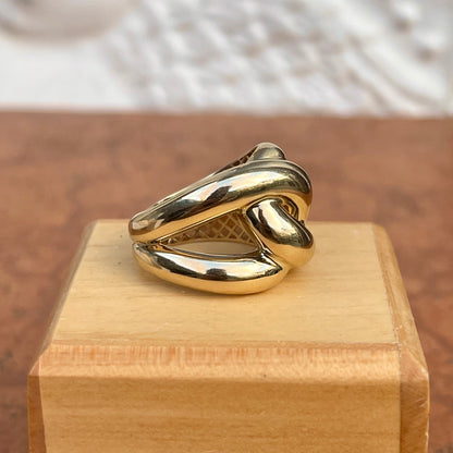 14Kt Yellow Gold Weave Knot Domed Cigar Band Ring