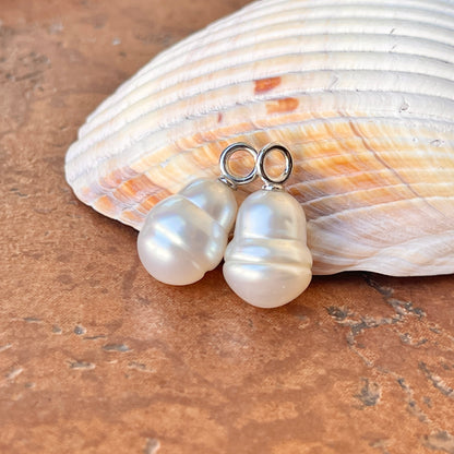 14KT White Gold Paspaley South Sea Pearl Earring Charms 12mm