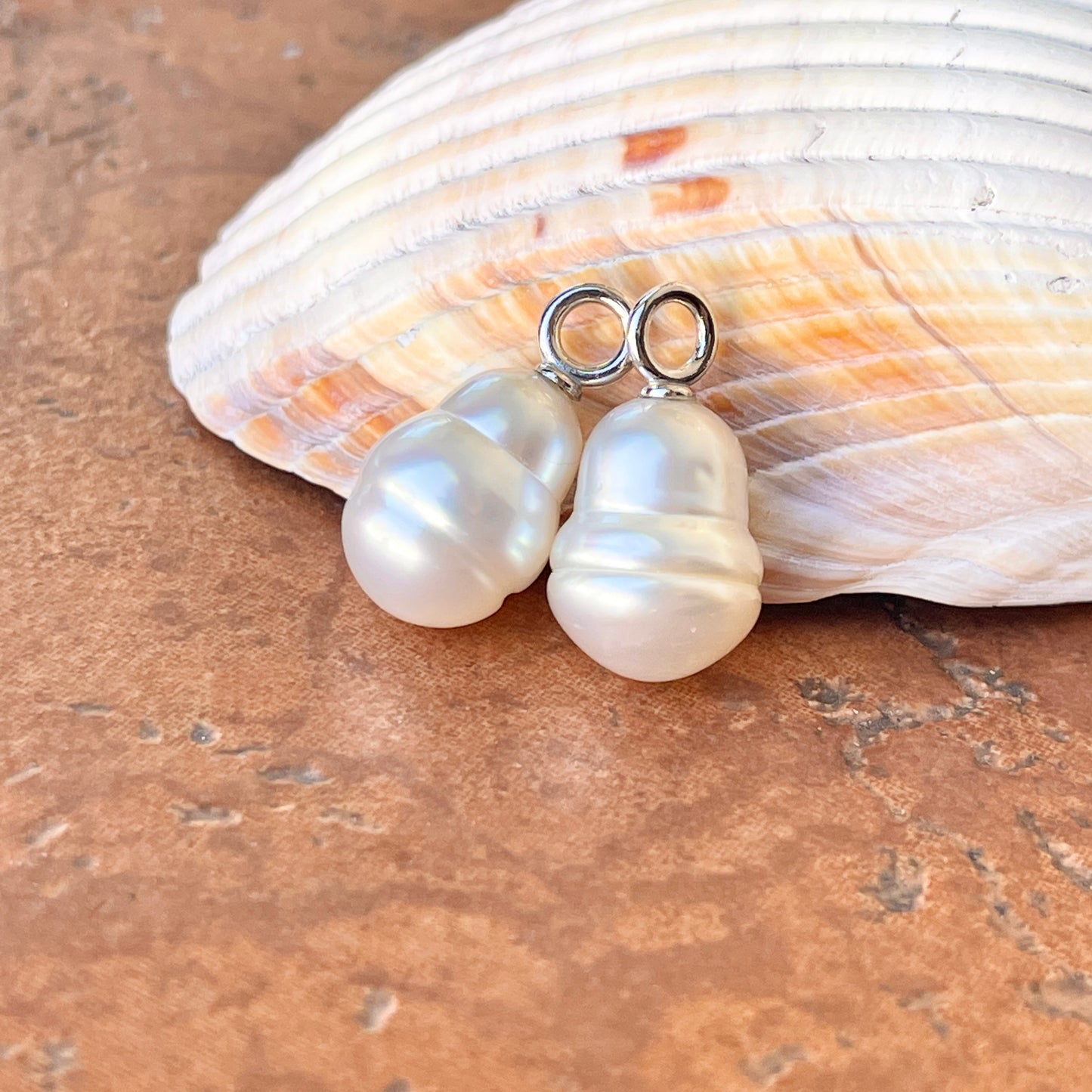 14KT White Gold Paspaley South Sea Pearl Earring Charms 12mm