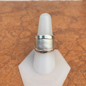 Sterling Silver Artistic Shiny + Matte Design Cigar Band Ring - LSJ
