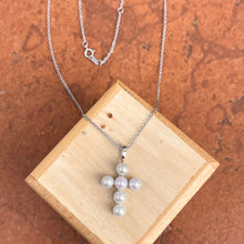 Load image into Gallery viewer, 14KT White Gold Freshwater White Pearl Cross Necklace