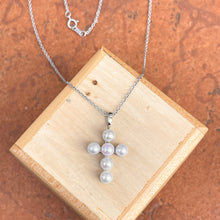 Load image into Gallery viewer, 14KT White Gold Freshwater White Pearl Cross Necklace