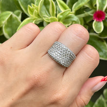 Load image into Gallery viewer, Estate 18KT White Gold 9-Row 3.00 CT Pave Diamond Anniversary Cigar Band Ring - LSJ