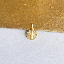 Load image into Gallery viewer, 18KT Yellow Gold St Benedetto Round Medal Pendant Charm 10mm