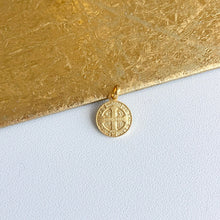 Load image into Gallery viewer, 18KT Yellow Gold St Benedetto Round Medal Pendant Charm 10mm